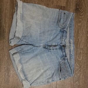 Eddie Bauer Blue Denim Shorts with Embroidery
